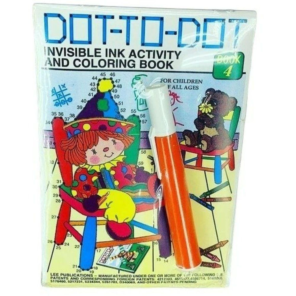 Lee Publications Dot‎ To Dot Invisible Ink Book 4 Coloring book Teddy Bear NEW